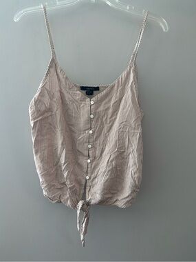 Forever 21 Beige and White Striped Tie-Hem Camisole
